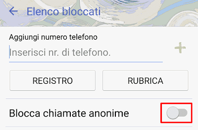 Bloccare chiamate anonime Android