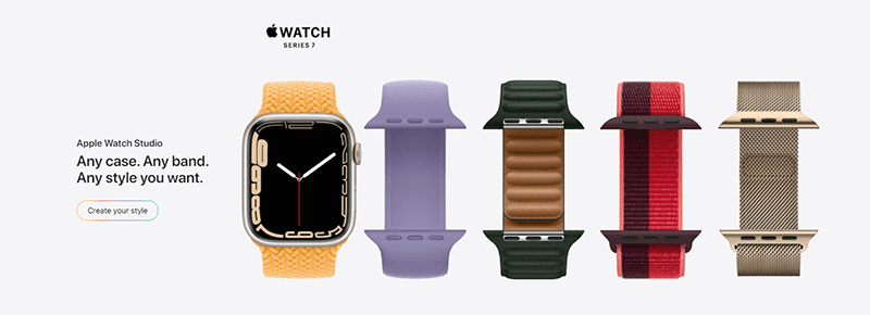 Apple Watch Series 7 comes in different band types like silicone, braided, and leather