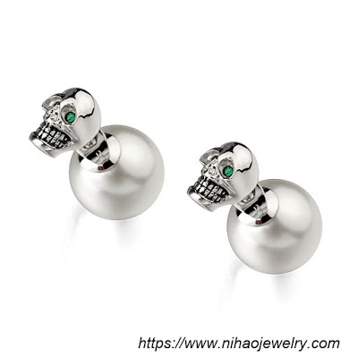 Occident and the United States alloy Inlaid pearl earring