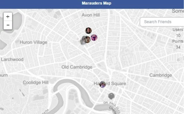 marauders map, chrome, uzantı, facebook, konum bulma, takip etme
