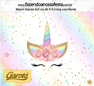 Unicornio y Arco Iris: Etiquetas para Candy Bar para Imprimir Gratis. 