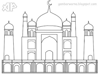 Mewarnai Gambar  Masjid Belajar Mewarnai Gambar 