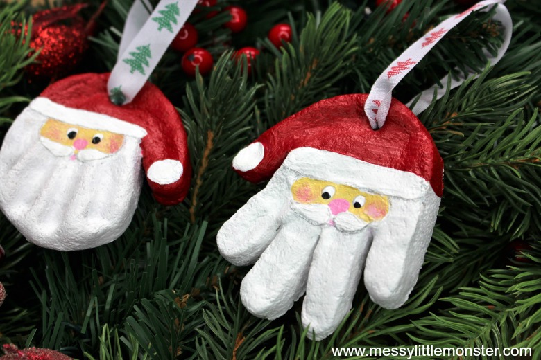 Handprint Santa Craft - Salt Dough Ornament