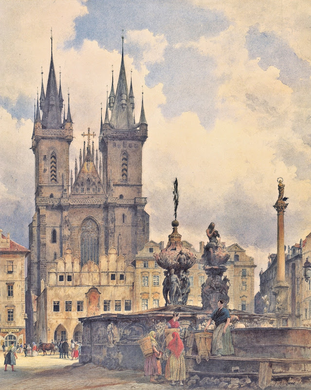 Rudolf von Alt - Die Teynkirche in Prague 1843