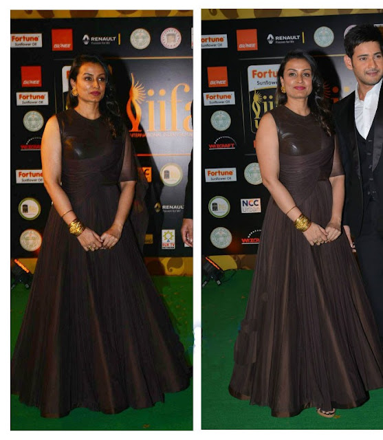 Namrata Looked Gorgeous in Brown Shantanu and Nikhil Long Gown