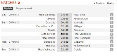 inovLy Media : Jadwal Pertandingan La Liga Spanyol Pekan 18 (05 Januari 2013 s/d 07 Januari 2013)