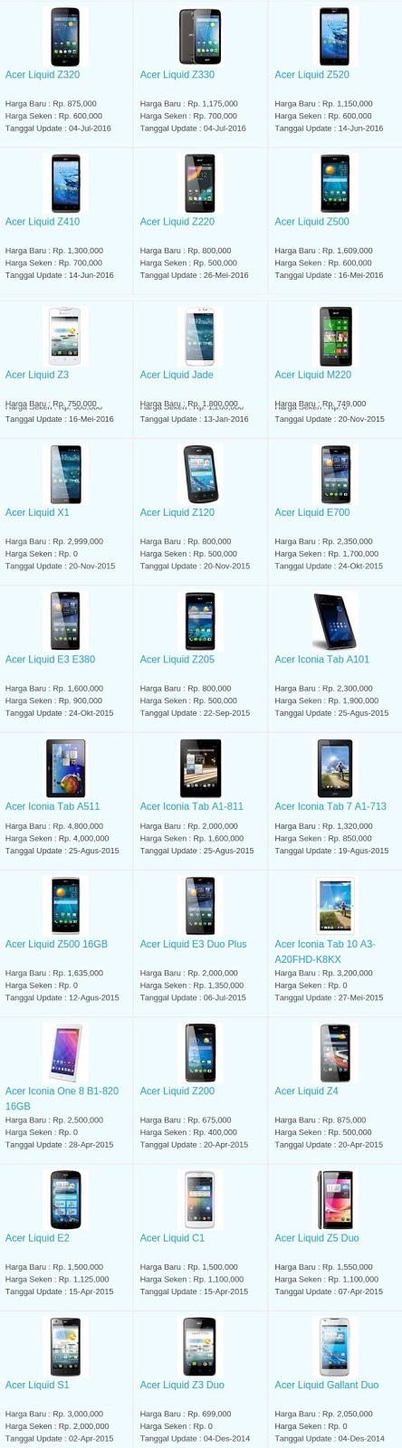 Daftar Harga Hp Terbaru Acer Juli 2016