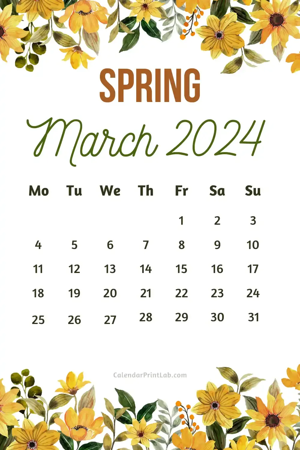 iPhone March 2024 Spring Calendar Wallpaper