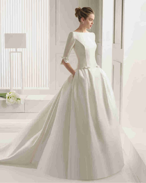 classic-v-neck-half-sleeve-ball-gown-bridal-wedding-dress