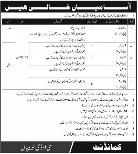 Central Ordnance Depot COD Jobs In Havelian 2024