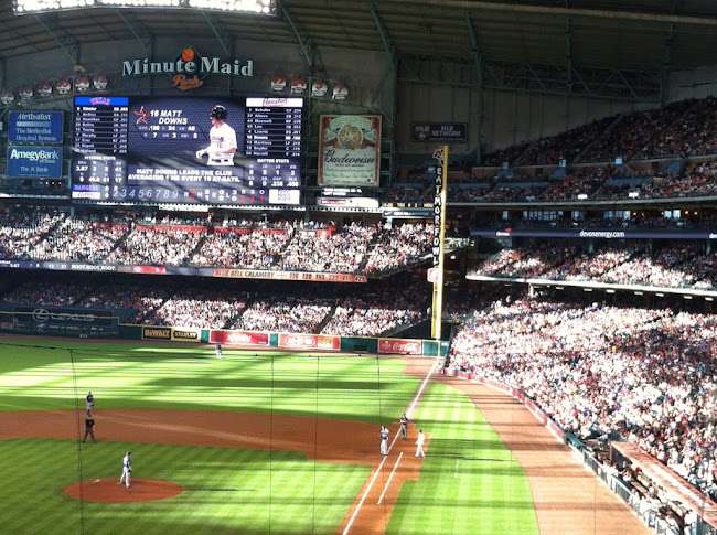 Minute Maid Park with the afternoon sun streaming I