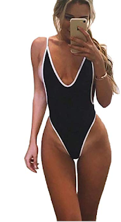 Alisena Swimsuits for Women Sexy Monokini Deep V One Piece Bathing Suits Backless Cheeky Swimwear Semi Thong Bikini