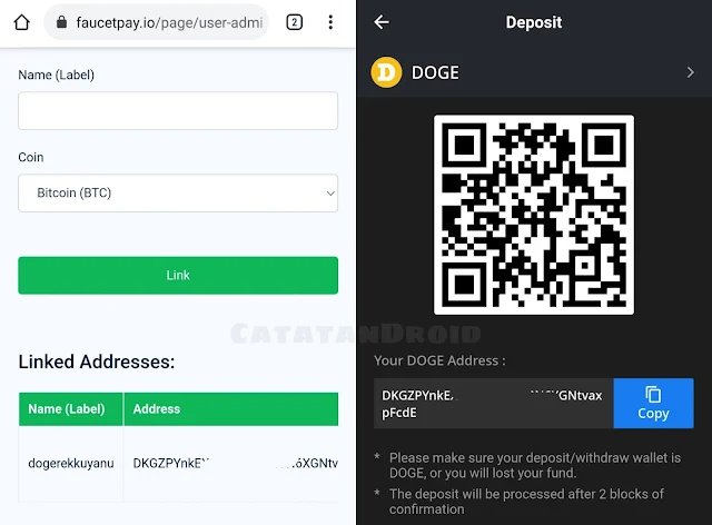 menghubungkan Faucetpay.io ke Rekeningku