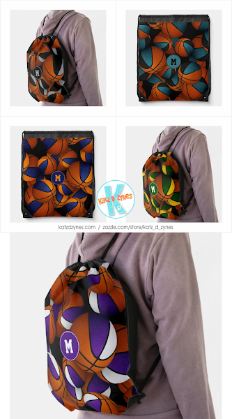 kids basketballs pattern team colors drawstring backpack bags by katz_d_zynes
