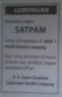 Lowongan Satpam MAN 1 Model Bandar Lampung