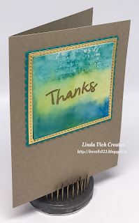Linda Vich Creates: Watercolor Blocks Thank You Cards. Watercolor hues reminiscent of tropical beaches are the focal point of these quick and easy thank you note cards that use the Thankful Thoughts stamp set.