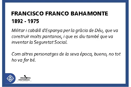 Placa en memòria de Francisco Franco Bahamonte a Vilanova i la Geltrú