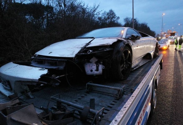 Mathieu Valbuena Lamborghini crash pictures footballer is not conductive