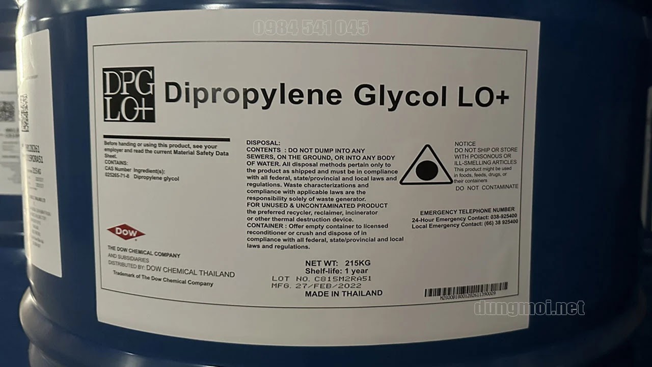 Dipropylene Glycol LO+ (DPG) - Pha Hương Liệu, Mỹ Phẩm