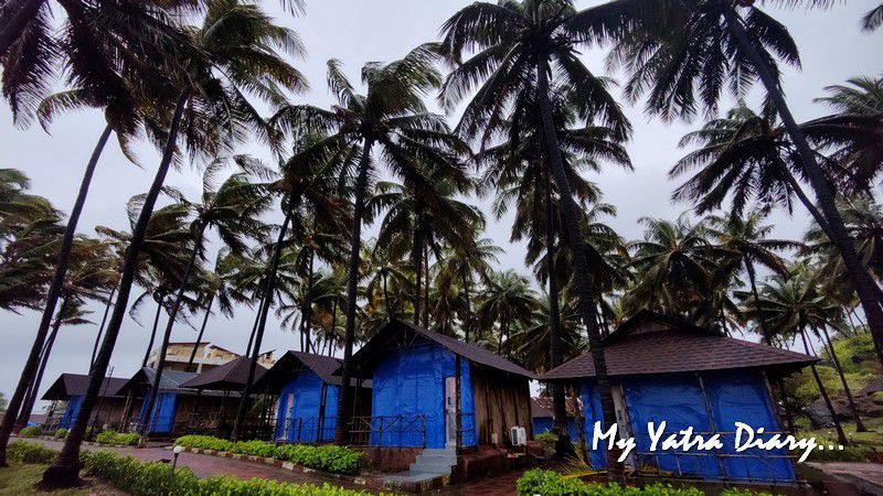 Bamboo cottages at MTDC Ganpatipule Resort, Maharashtra