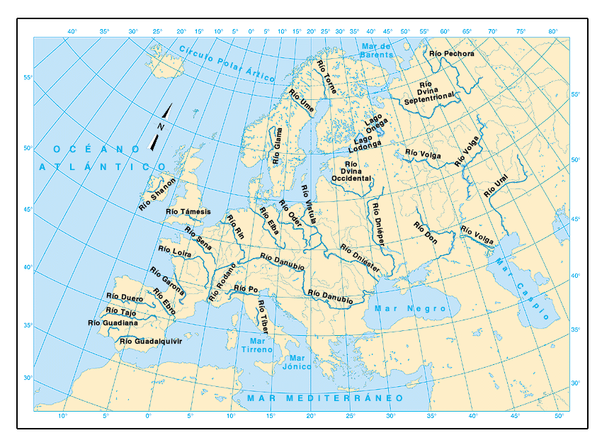 mapa de europa mudo. MUDO DE RÍOS EUROPEOS