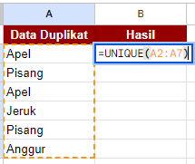Cara Mengatasi Duplicate di Microsoft Excel dengan Rumus UNIQUE