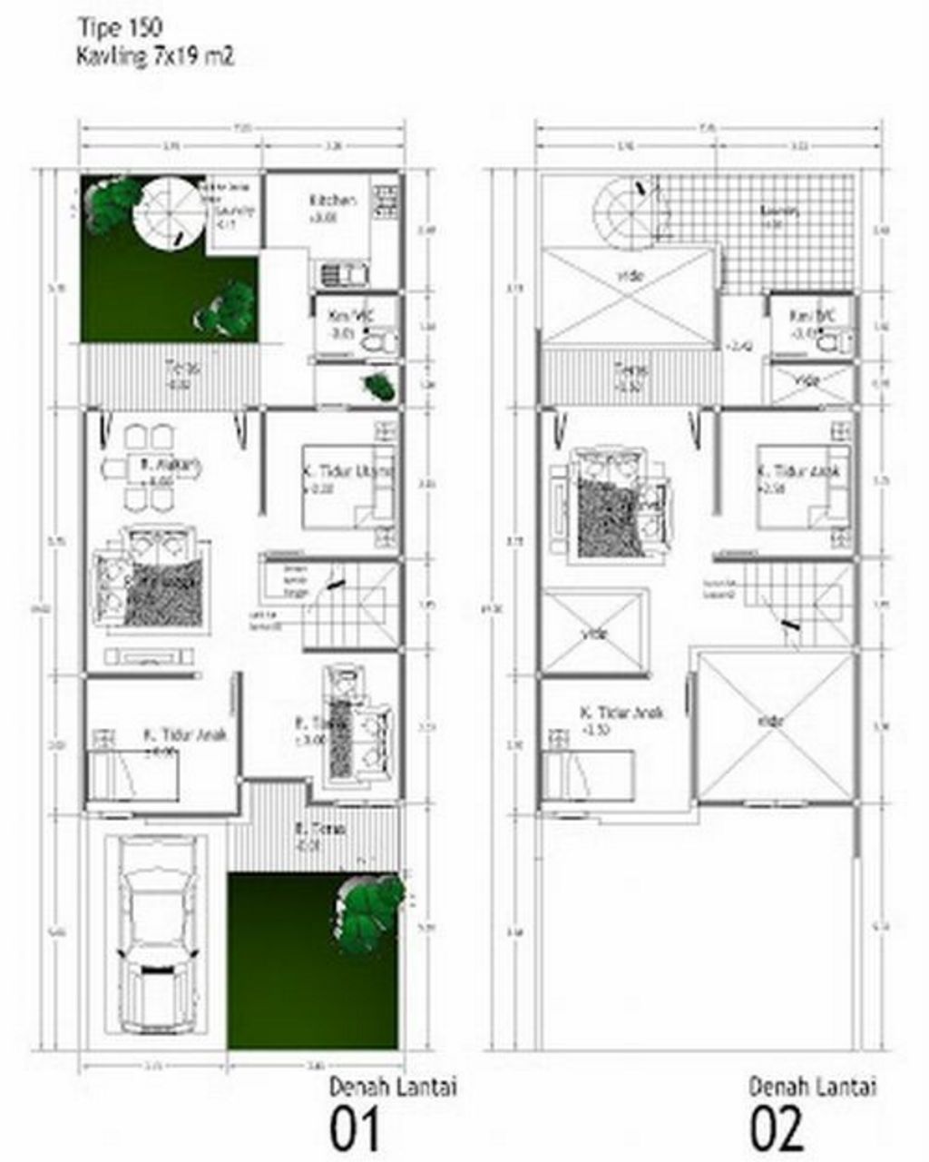 Denah Rumah  Ukuran Tanah  7x10 Top Rumah 