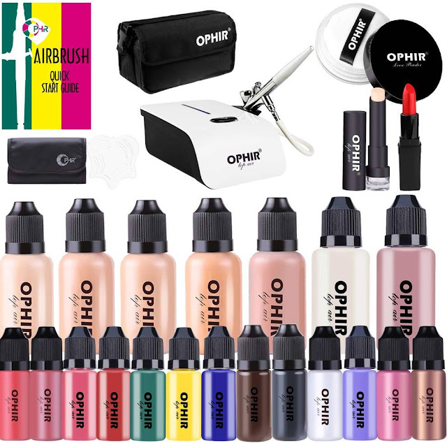 Complete Airbrush Makeup System Kit with Mini Air Compressor for Movie Stage Makeup.