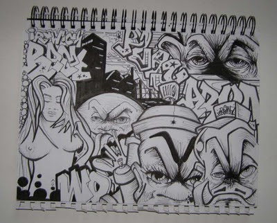 Graffiti_Mural_Sketches_Black_and_White_Themes