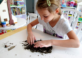 Tessa examined a cup of soil to discover what soil contains. She sorted the things she found into three piles...once living, living and nonliving.
