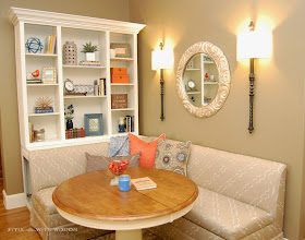 Breakfast Nook  with bookcase Navy and Orange