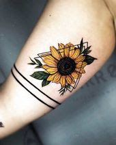 Geometric Sunflower Tattoos