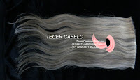  Aplique cabelo loiro com castanho  46 cm Tecer cabelo