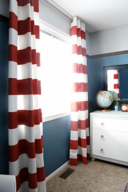 beautiful white and red striped curtains ideas