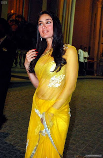 Bollywood actress Kareena kapoor in Cheery Yellow Sari