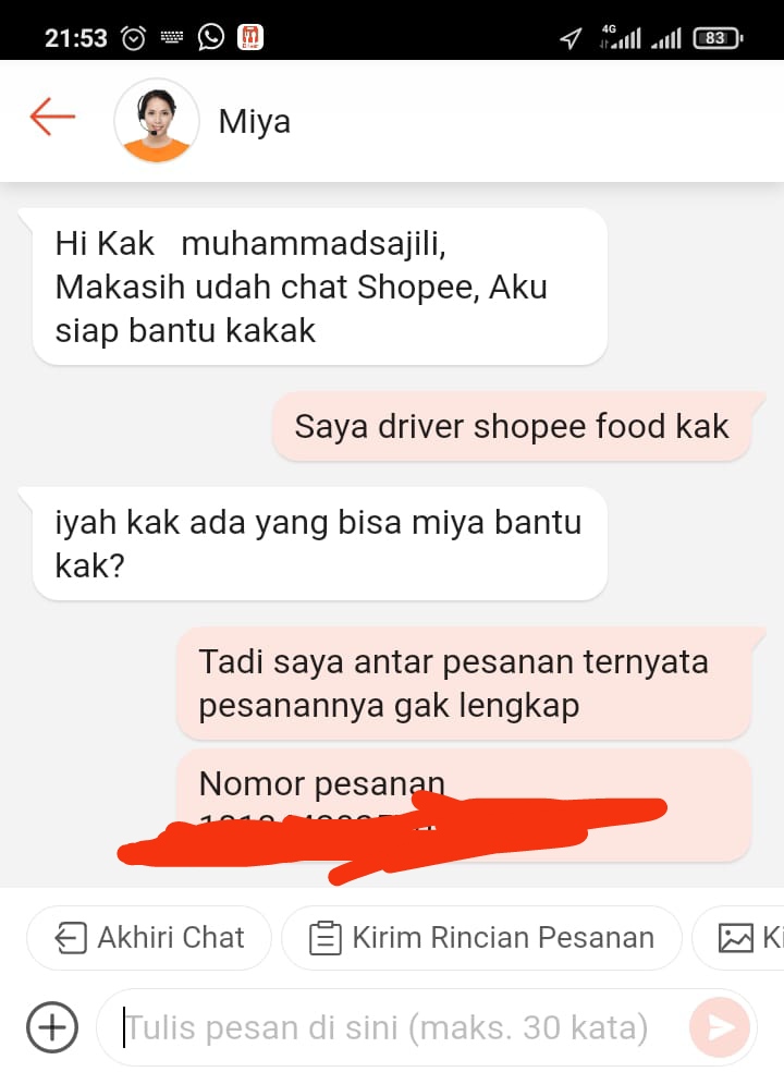 pesanan shopee food tidak lengkap tidak sesuai