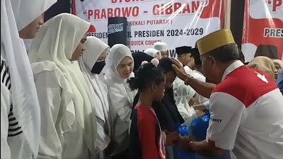 Rayakan Kemenangan, Ratusan Pendukung Prabowo-Gibran di Sidoarjo Gelar Syukuran dan Santuni Anak Yatim