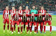 CLUB ATLÉTICO DE MADRID - Madrid, España - Temporada 2016-17 - Griezmann, Lucas, Filipe Luis, Gabi, Moyá y Savic; Saúl, Vrsaljko, Kevin Gameiro, Koke y Yannick Carrasco - BAYER LEVERKUSEN 2 (Bellarabi, Savic p.p.) CLUB ATLÉTICO DE MADRID 4 (Saúl, Griezmann, Gameiro y Fernando Torres) - 21/02/2017 - UEFA Champions League, octavos de final, partido de ida - Leverkusen, Bay Arena - El Atlético sufrió poco para batir al equipo alemán, a pesar de lo estrecho del resultado en algunas fases del partido. Gran gol de Saúl Ñiguez y excelente partido de Gameiro