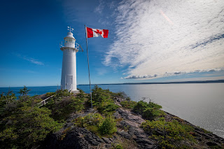 Canada flag, lighthouse