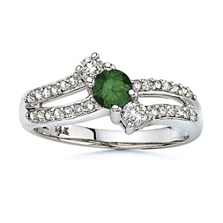 Engagement Rings made of Gem Stones,Green Diamonds and White Gold
