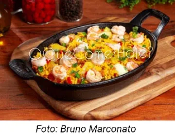 Receita de paella de camarão de água doce