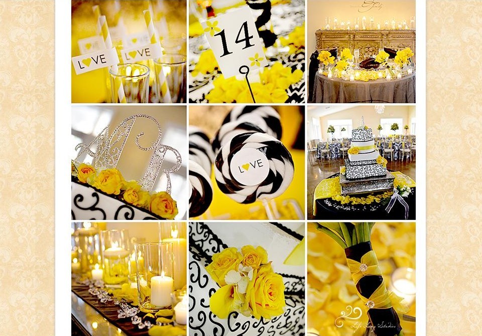 black white and yellow wedding