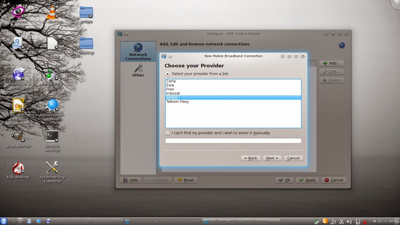 Cara mengoneksikan modem smart di linux katak loncat