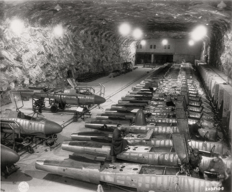 36 Amazing Historical Pictures. #9 Is Unbelievable - Underground German Heinkel 162 aircraft development facility WWII era