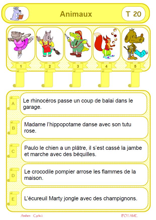 Ipotame Tame Atelier Lecture Comprehension De Phrases