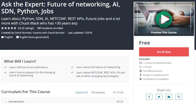 [100% Free] Ask the Expert: Future of networking, AI, SDN, Python, Jobs