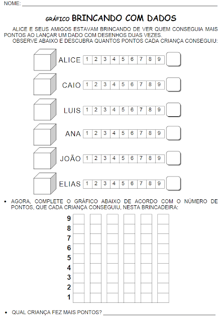 Gráfico brincadeira Brincando com dados png