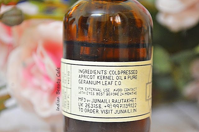 Junaili Apriicot Face Oil Ingredients