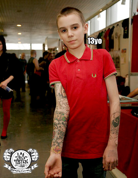 13 years old Full sleeve tattoo Careful the next time your kid says he