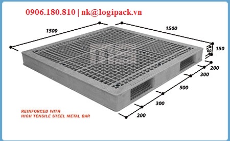 WR2-1515M PALLET NHỰA CÓ LÕI SẮT